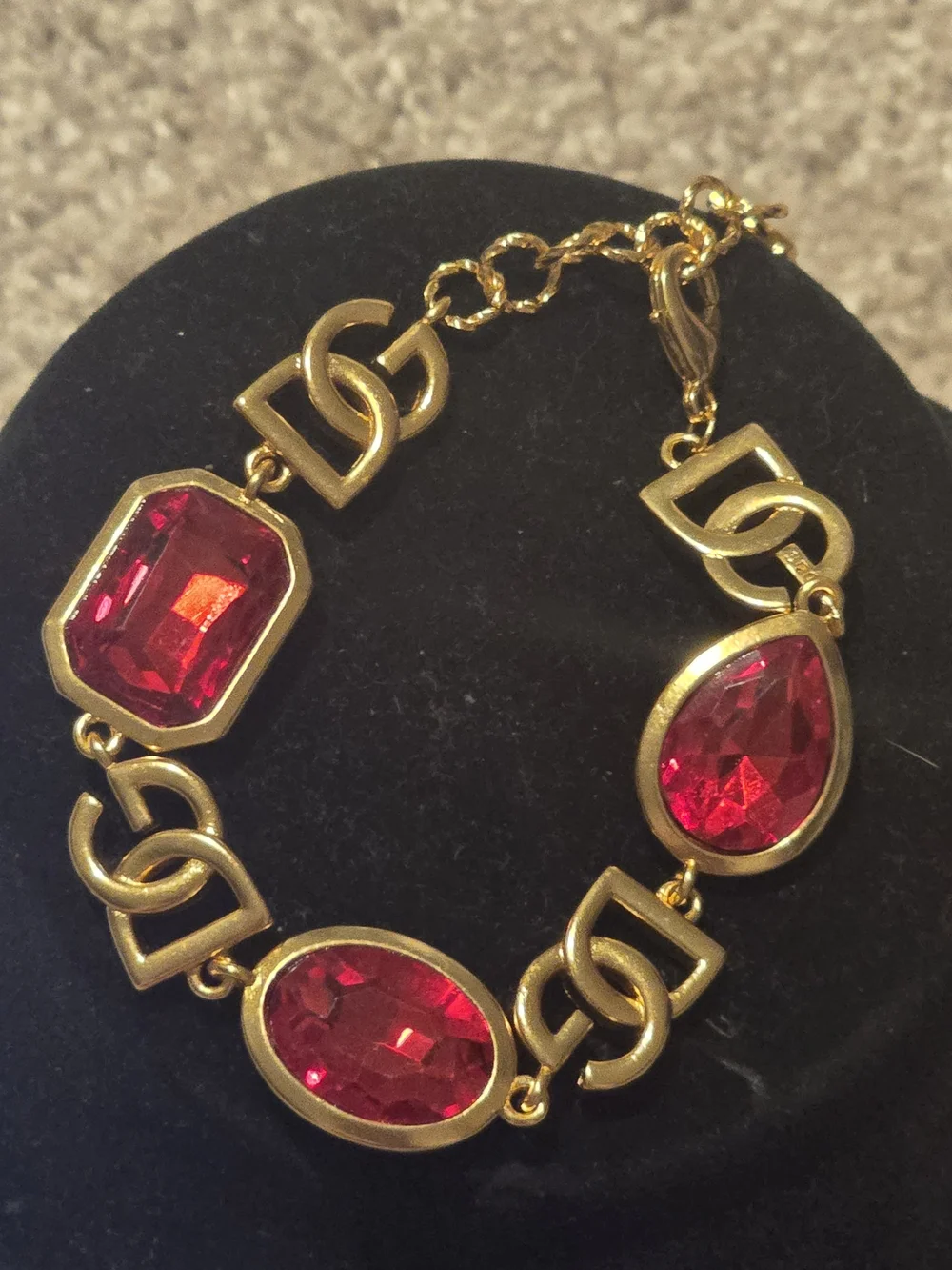 D&G Gold-Tone Bracelet with Red Gemstone Links